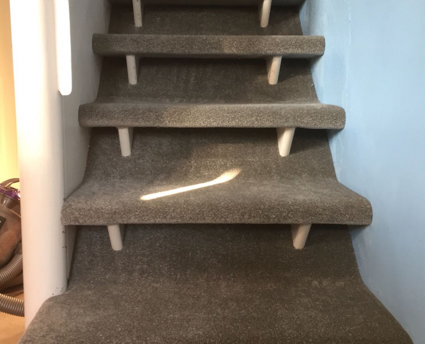 Open stairs with carpet wrapped