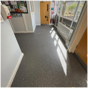 School classroom with grey safety flooring